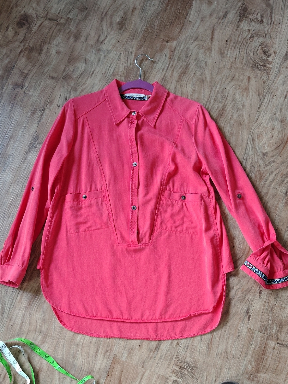 Soft Surroundings Coral Button-Front Shirt